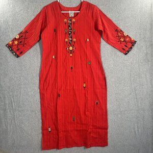 Indian Kurtis Dress Womens Size Extra Large Red Embroidered ethic Bollywood Folk